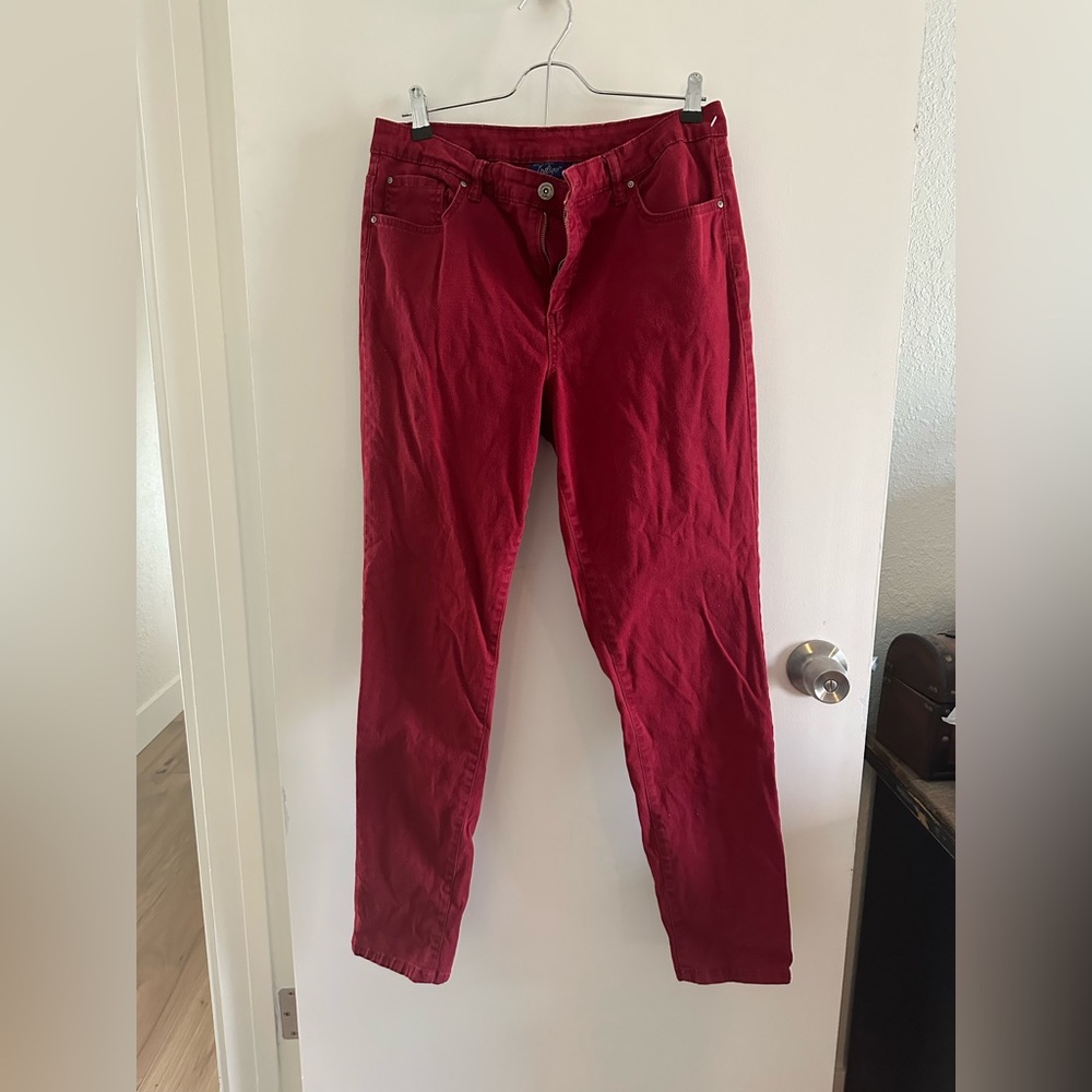 Vintage Red Cotton Straight Leg Pants